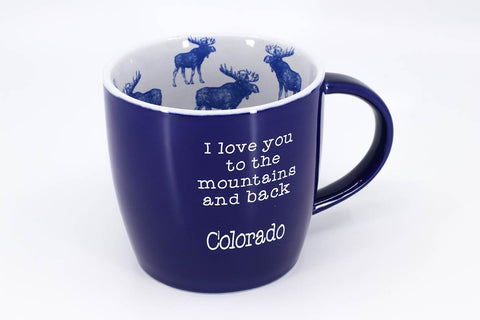 "I love you to the mountains and back" Blue Coffee/Soup Mug