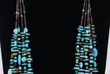 Santo Domingo natural turquoise and heishe multi-color stone 5 strand necklace