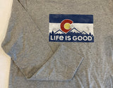 LIFE IS GOOD Colorado Flag Mens Heather Gray Long Sleeve Crusher Tee