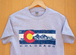 Classic Grey Colorado Logo & Mountains Design T-shirt